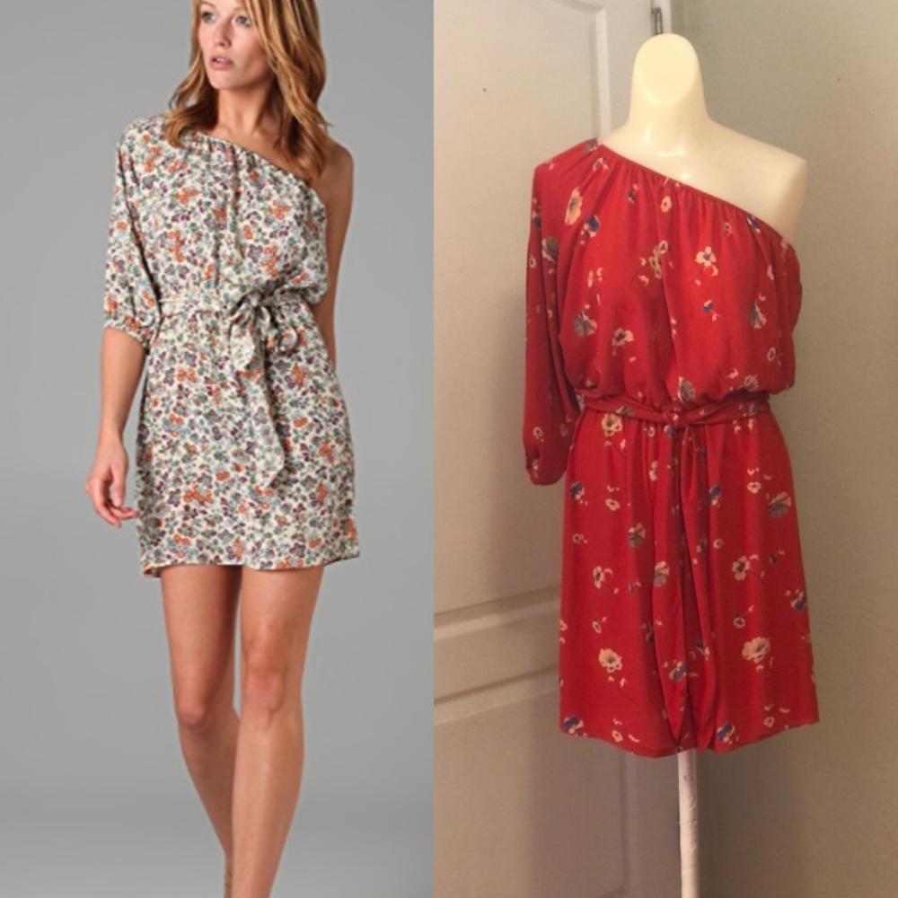 Rebecca Taylor Silk Mini Open One-Shoulder Dress